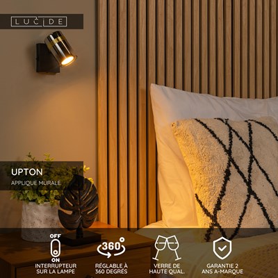 Lucide UPTON - Applique murale - 1xGU10 - Fumé